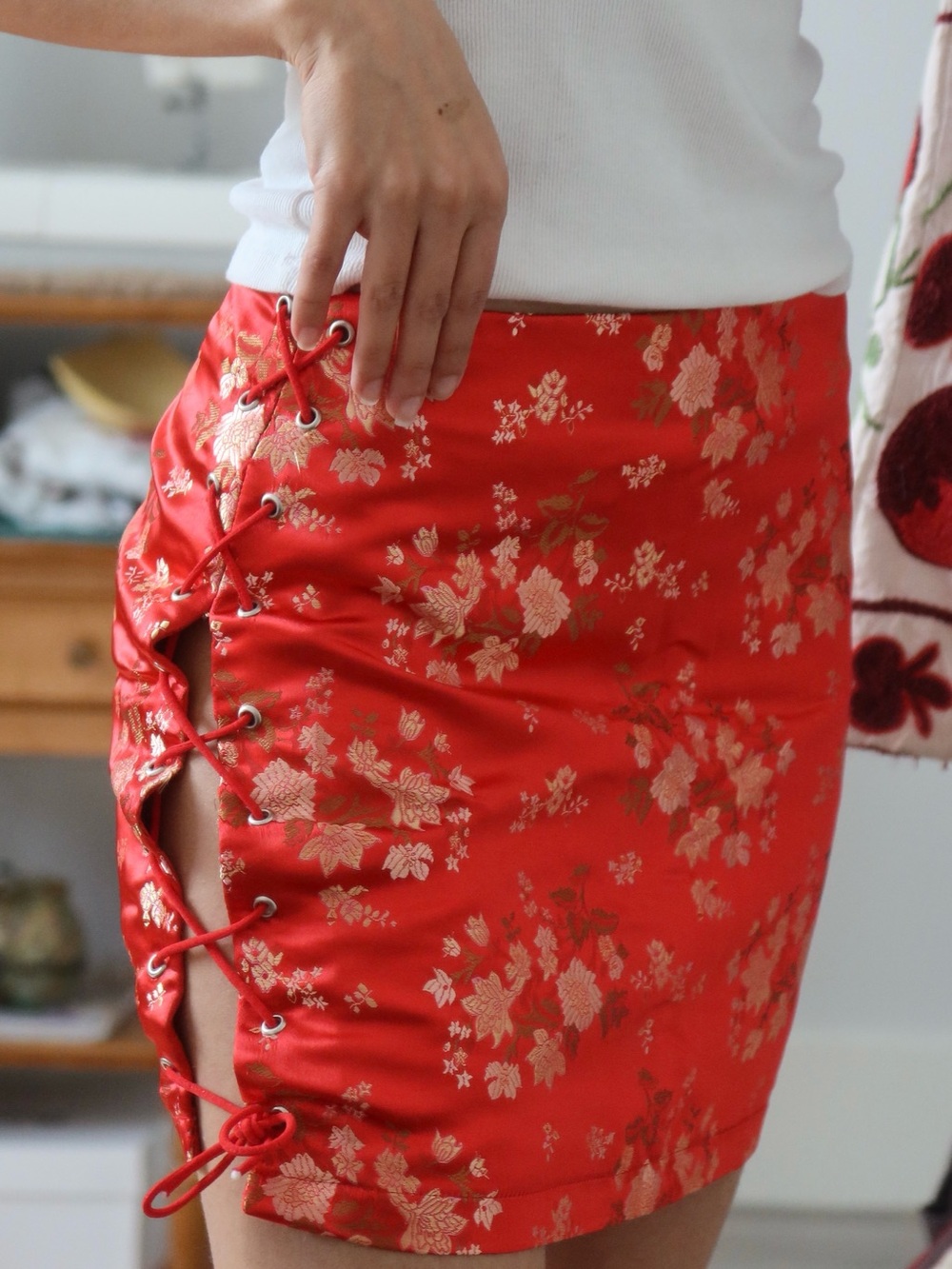 Red mini skirt
